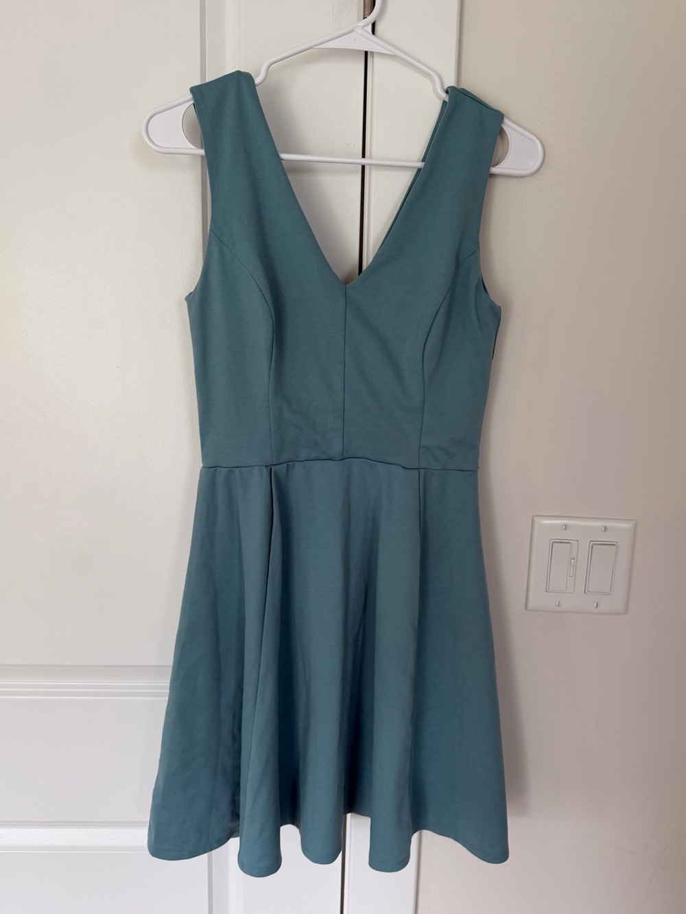 H&M Teal V‑Neck Sleeveless A‑Line Mini Dress